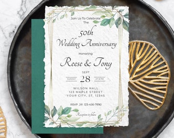 Wedding Anniversary Invitation Template 10th 20th 30th 40th 60th 50th wedding anniversary invite digital printable golden anniversary invite