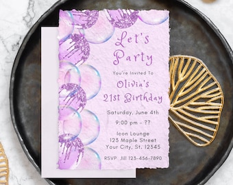 21st Birthday Invitation Template Pink Balloons Invitation Pink Party Editable Birthday Invite Shades of Pink Birthday Digital Download