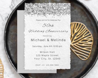 Wedding Anniversary Invitation Template 10th 20th 30th 40th 60th 50th wedding anniversary invite digital printable golden anniversary invite