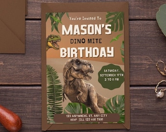 Dinosaur Birthday Invitation Template boy Dinosaur Birthday party Invite t-rex Jurassic dinosaur party dinosaur editable boy birthday invite