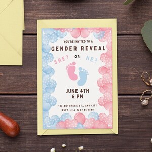 Gender Reveal Invitation Blue and Pink Gender Reveal Invite Digital He or She Invitation Boy or Girl Gender Reveal Template Download Evite