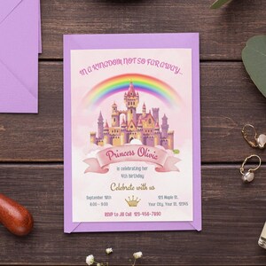 Princess Birthday Invitation Template Princess Castle Invitation Princess party Birthday Party Girl Birthday Invite Crown Birthday invite