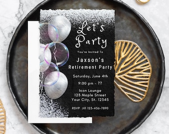Retirement Party Invitation Retirement Invitation Template Retirement Instant Download Black and White Retirement Invite Retirement Dinner