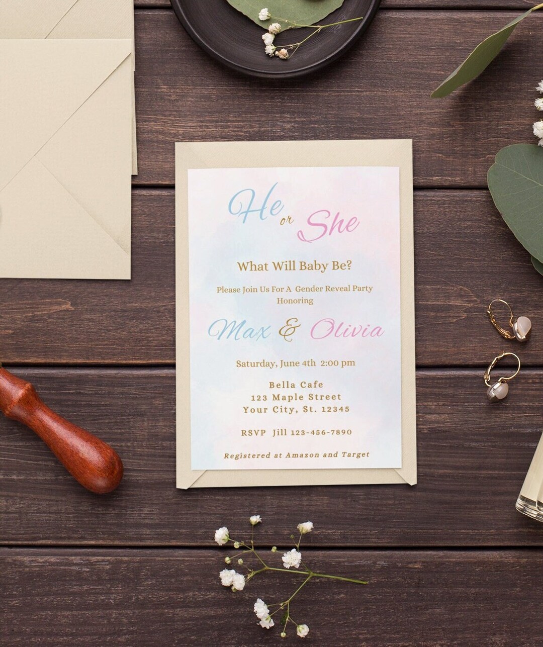 Editable He or She Gender Reveal Invitation (digital Download) - Etsy