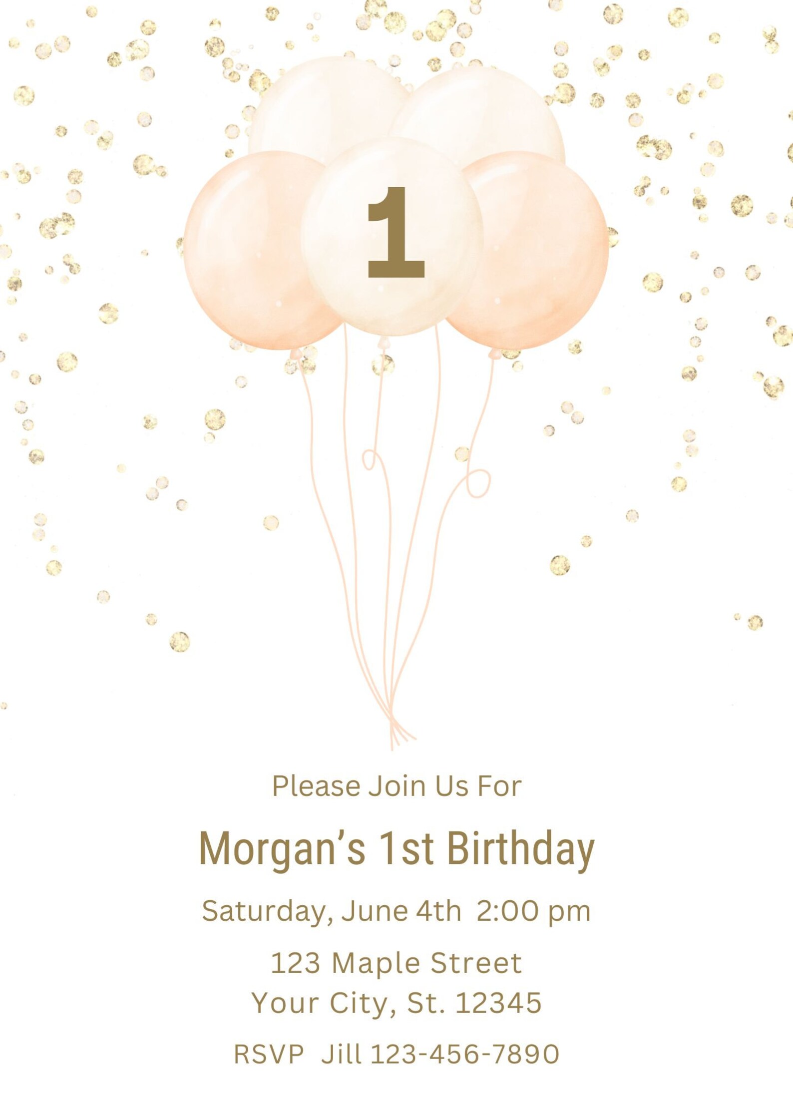1st Birthday Invitation Template Balloons First Birthday Invite Gender