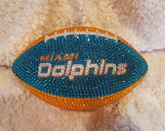 Swarovski Crystal Miami Dolphins Football alix earle berrios bling football miami dad gift ideas sports lover gift super bowl party ideas