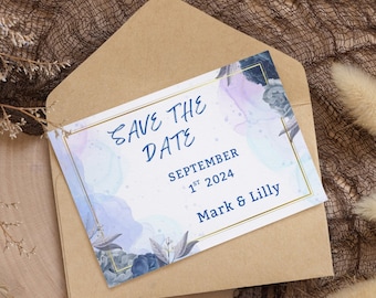 Editable Save the Date Template Floral Save The Date Elegant Save the Date elegant wedding Announcement Watercolor save  the date Download