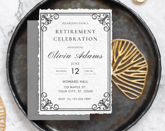 Retirement Invitation Digital Retirement Party Invitation Simple Retirement Celebration Minimal Retirement Invite Formal Retirement Invite
