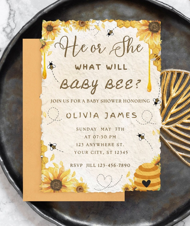 Editable Gender Reveal Invitation Template What Will Baby Bee ...