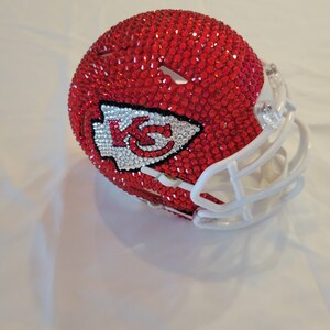 Swarovski Crystal Chiefs  bling helmet dad gift ideas sports lover gift ideas football NFL sports gift kansas city super bowl party ideas