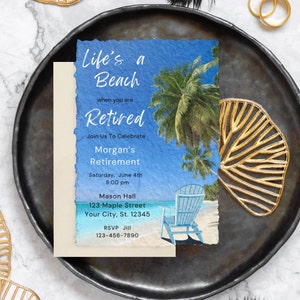 Editable Ocean Retirement Invitation Beach Retirement Party Retirement Celebration Retirement Dinner Printable Retirement Invitation Evite