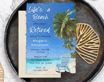 Editable Ocean Retirement Invitation Beach Retirement Party Retirement Celebration Retirement Dinner Printable Retirement Invitation Evite
