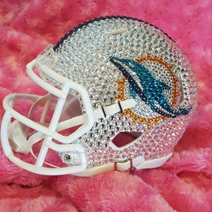 Swarovski Crystal Miami Dolphins Mini Helmet alix earle sports lover gift dad gift ideas bling helmet miami NFL football super bowl ideas