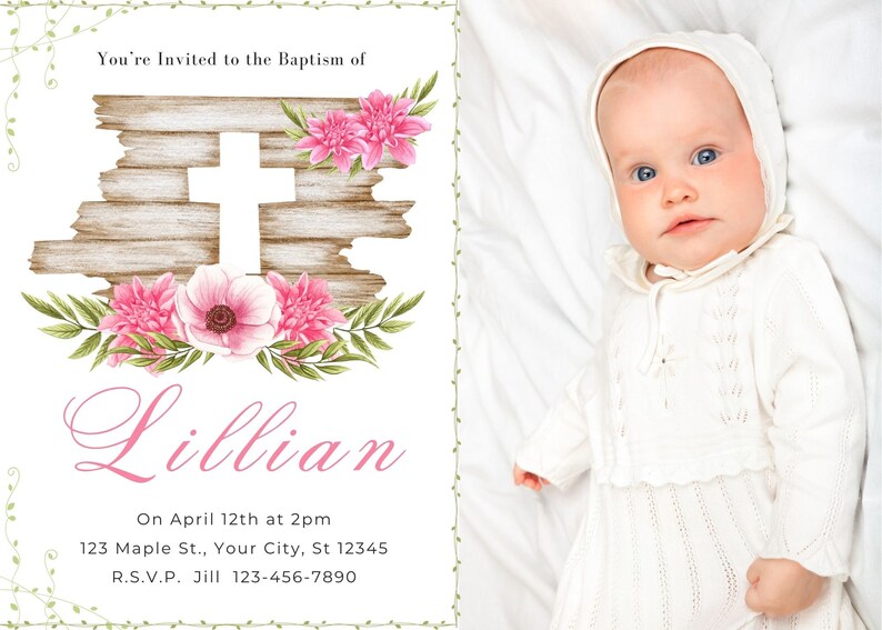 Baptism Invitation, Editable Invite, Baptism, Printable Invite, Digital