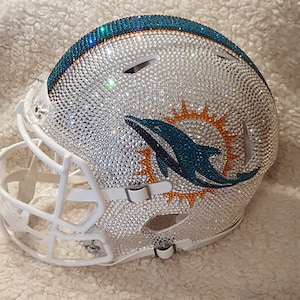 Swarovski Crystal Miami Dolphins Helmet bling helmet miami dad gift ideas sports lover gift ideas NFL alix earle gift super bowl party ideas