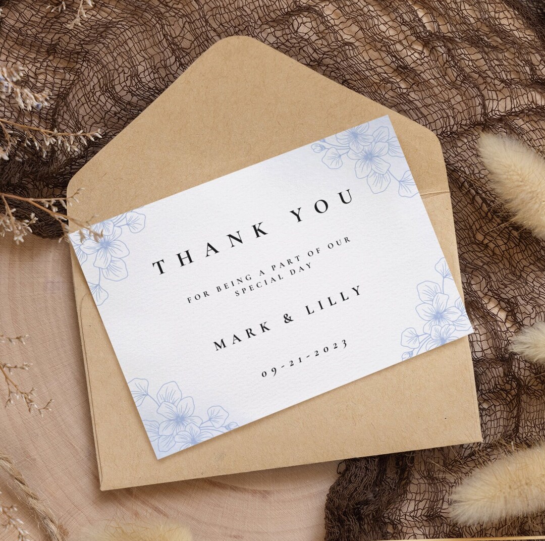 Editable Wildflower Thank You Card Template Shower Thank You Printable ...