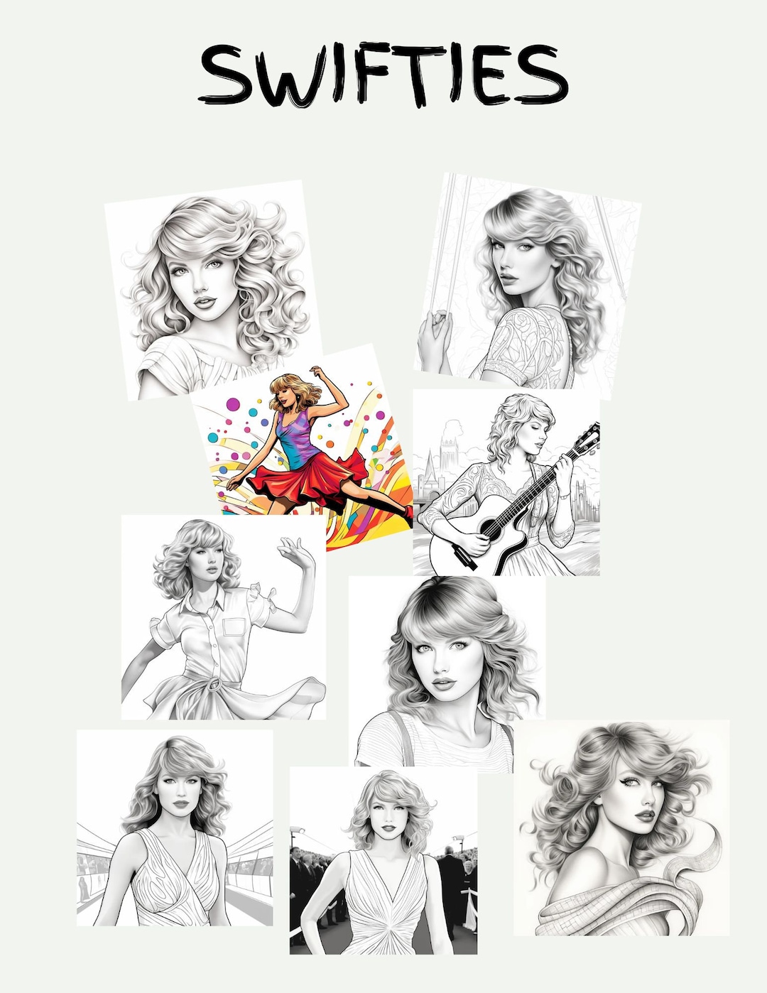 24 Printable Coloring Pages Taylor Swift Coloring Pages - Etsy