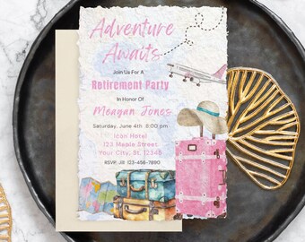 Travel Theme Retirement Invitation Template Adventure Awaits Retirement Party Retirement Celebration Dinner Digital Retirement Invitation