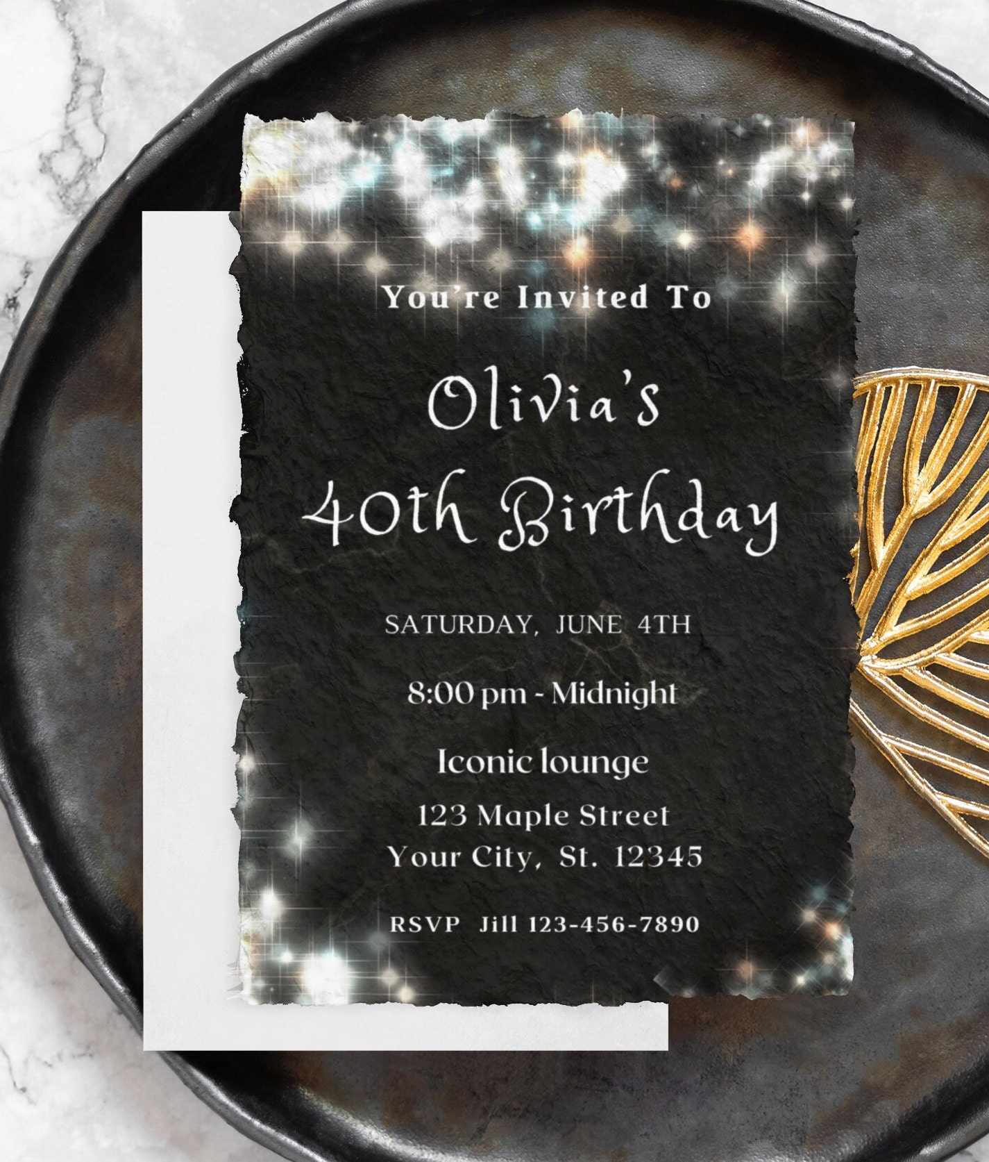 Editable 40th Birthday Invitation Template Silver and Black Invitation ...