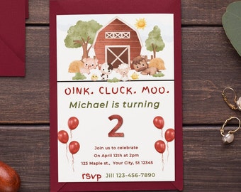 Bearbeitbare Bauernhof Geburtstagseinladung Vorlage Kinder Scheunenparty einladen Digitale Bauernhoftiere Barnyard 2. Geburtstag einladen DOWNLOAD printable