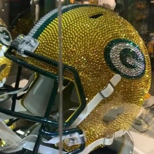 Swarovski Crystal Greenbay Packers Helmet bling helmet dad gift ideas sports lover gift ideas NFL gift football super bowl party ideas