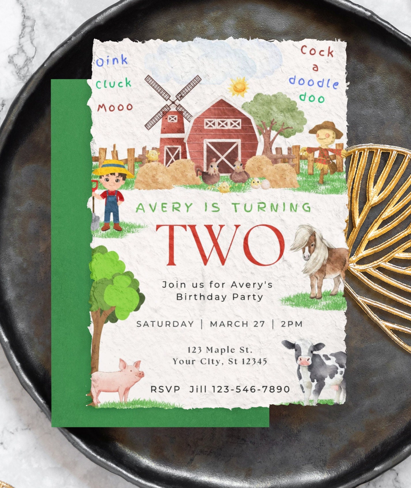 Editable Farm Animals Birthday Invitation Template Neutral Farm ...