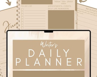 Author Planner, Minimalist Writer's Planner - BOHO BEIGE | Uncluttered daily PDF planner for fiction writers and authors, digital planner