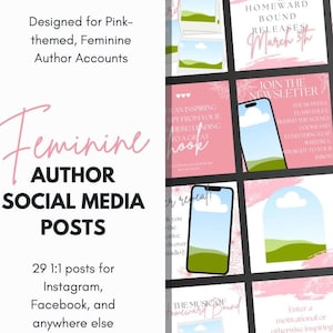 Modelli per social media di autori di romanzi o poesie floreali femminili - File Canva modificabili per autori indipendenti