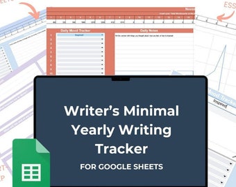 Yearly Minimalist Writing Word Count Tracker | Google Sheets Templates for Authors and Writers