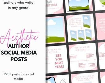 Modern Minimal Pink Aesthetic Poetry or Fiction Author Canva Social Media Templates - Editable Canva Files for Indie Authors