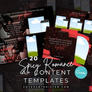 20 Spicy Dark Romance Author Canva Amazon A+ Content Templates - Editable Canva Files for Indie Authors