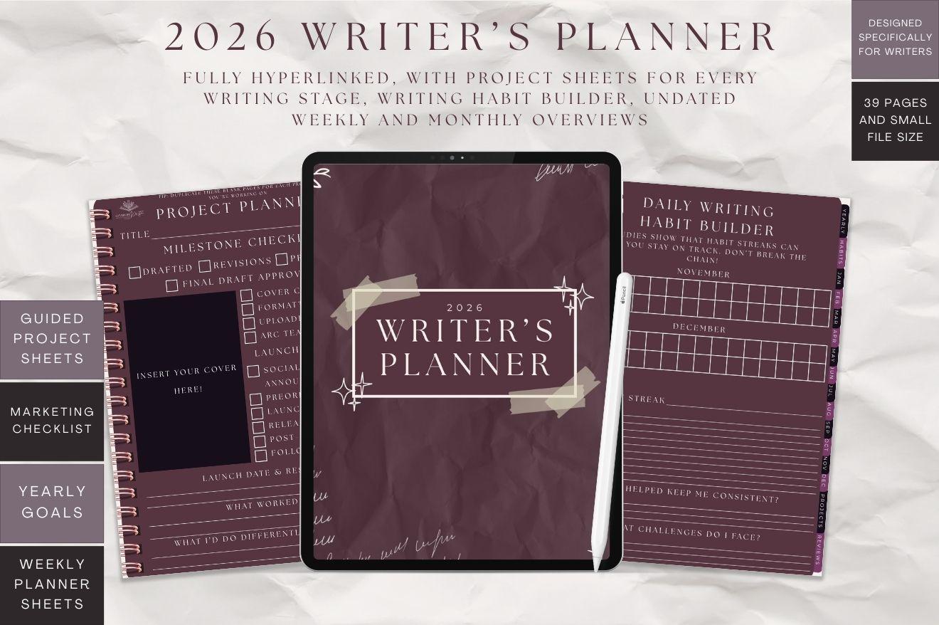 Writer's Planner 2026, Indie Author Planner for Marketing, Book Launch, and Daily Goals, PDF Digital Journal