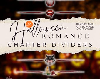 Halloween Horror Romance Kapitelteiler und Szenenunterbrüche, Geist und Vampir Werwolf Romanze Kapitel Art Clipart für Indie Autoren