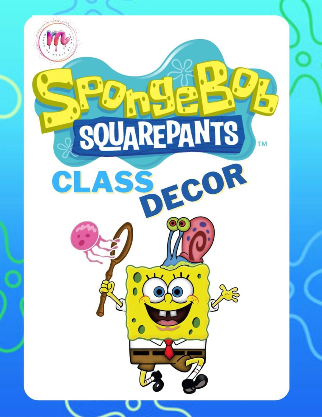 Spongebob Classroom Decor Package DIGITAL DOWNLOAD Etsy