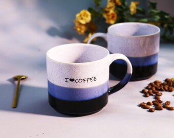 Custom Name/Logo Handmade Ceramic Coffee Mug, Personalized on Side Pottery Mug for Gifts