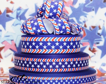 Patriotic 4th of July Grosgrain Ribbon 3 Yards