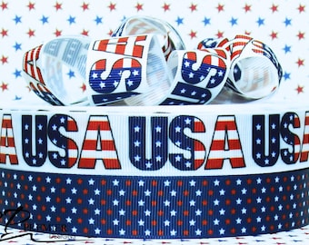 Patriotic 4th of July Grosgrain Ribbon 3 Yards
