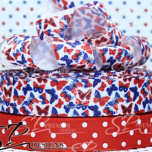 Patriotic 4th of July Grosgrain Ribbon 3 Yards