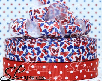 Patriotic 4th of July Grosgrain Ribbon 3 Yards
