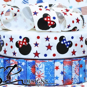Patriotic 4th of July Grosgrain Ribbon 3 Yards
