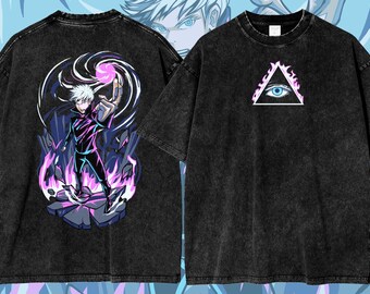 Unisex Satoru Gojo Anime T-Shirt: Acid Wash Oversized Tee