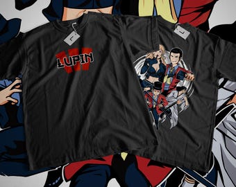 Unisex Retro 90s Anime Art Lupin III Hand Drawn Illustration Quality Shirt Tees