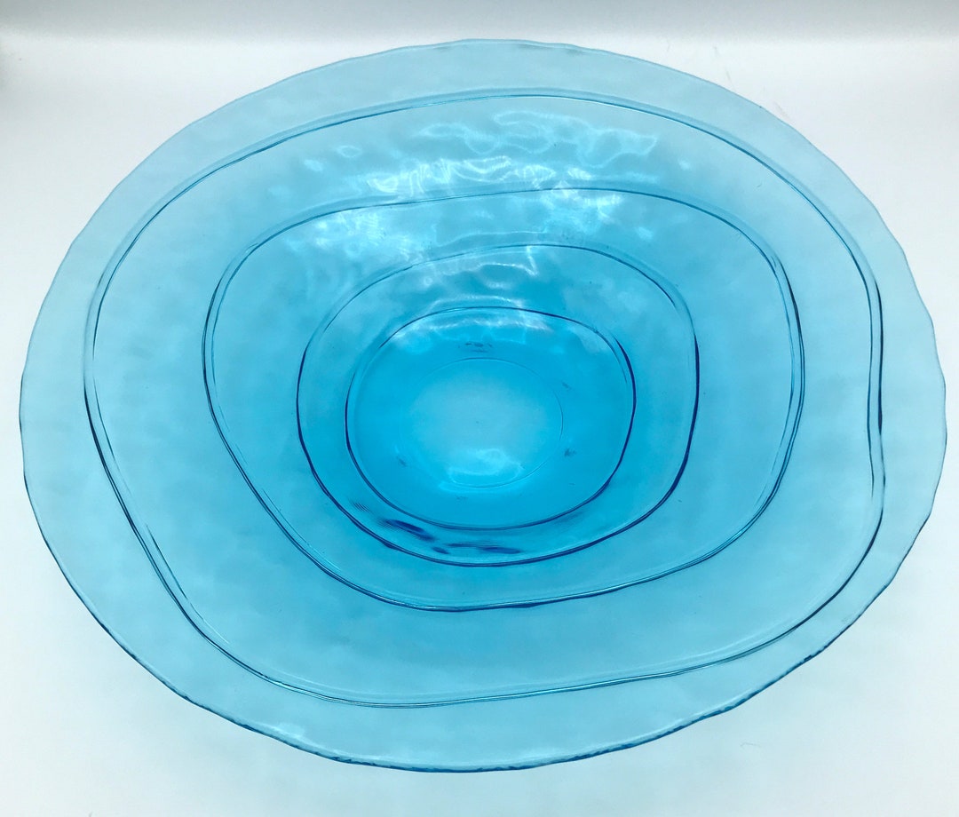 Art Glass Centerpiece Bowl Turquoise / Aqua Blue With Etsy