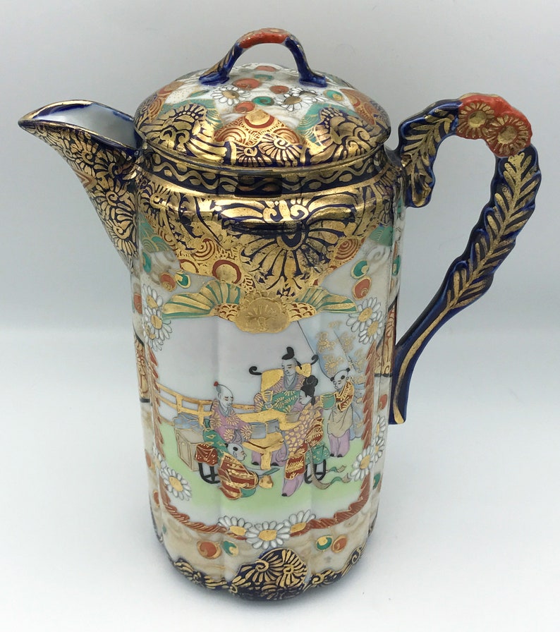 22 Piece Set of Japanese Nippon Kutani Eggshell Porcelain Tea Set, Hand