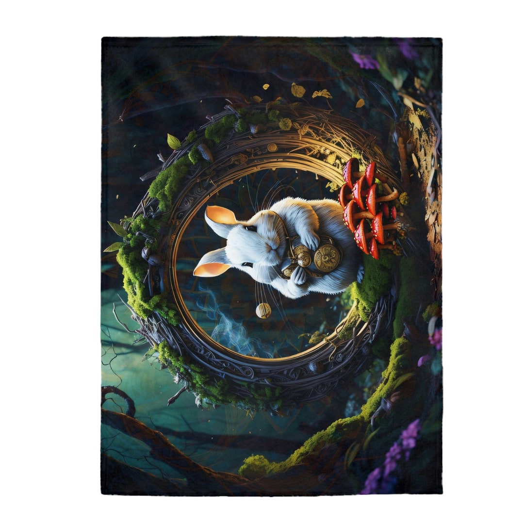 White Rabbit Portal Velveteen Plush Blanket - Etsy