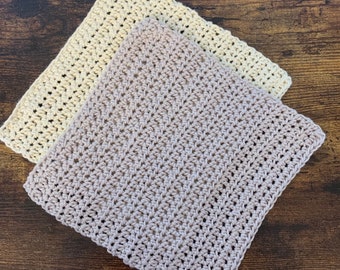 Organic cotton washcloth - set of 2. Hand crocheted from U.S. grown organic cotton. Baby washcloth, eco home, bath cloth, natural