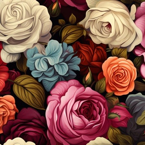 Beautiful Rose Patterns in a set of 4 digital downloads with brilliant colors suitable for Printing, Desktop, Framing and Wall Art.