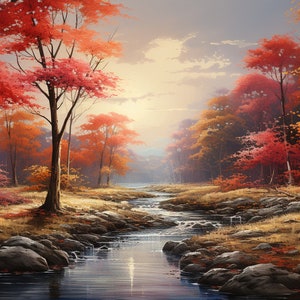 Ein Herbst-Auftakt in einem Set von 3 digitalen Downloads mit brillanten Farben, geeignet für Druck, Desktop, Rahmung und Wandkunst.