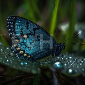 Blue Butterfly in a set of 3 digital downloads. Blue Butterfly perched on a grass blade suitable for Printing, Desktop, Framing and Wall Art