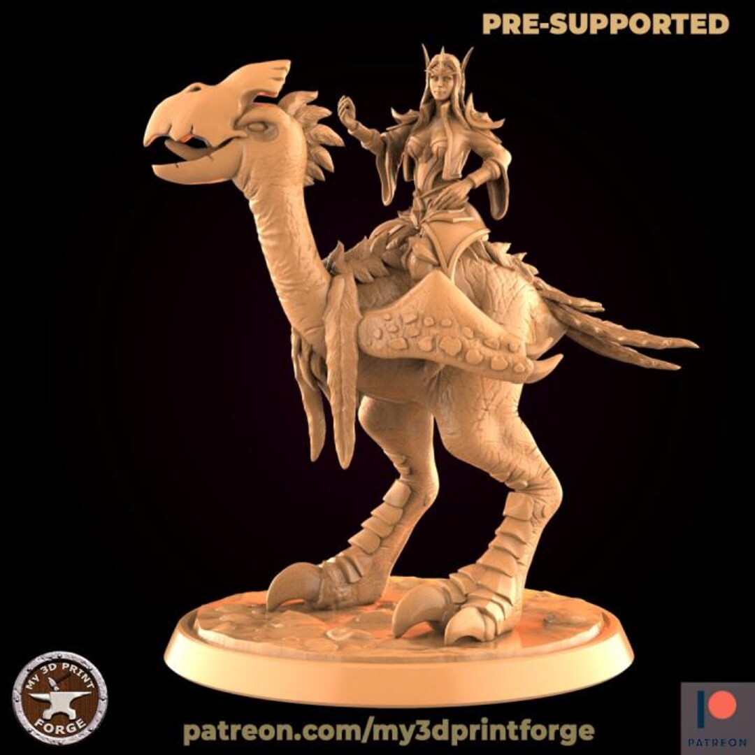 Elf Sorceress Riding a Bird - Etsy